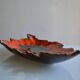 Large ceramic bowl in the shape of Corsica, orange and brown, vintage 70s