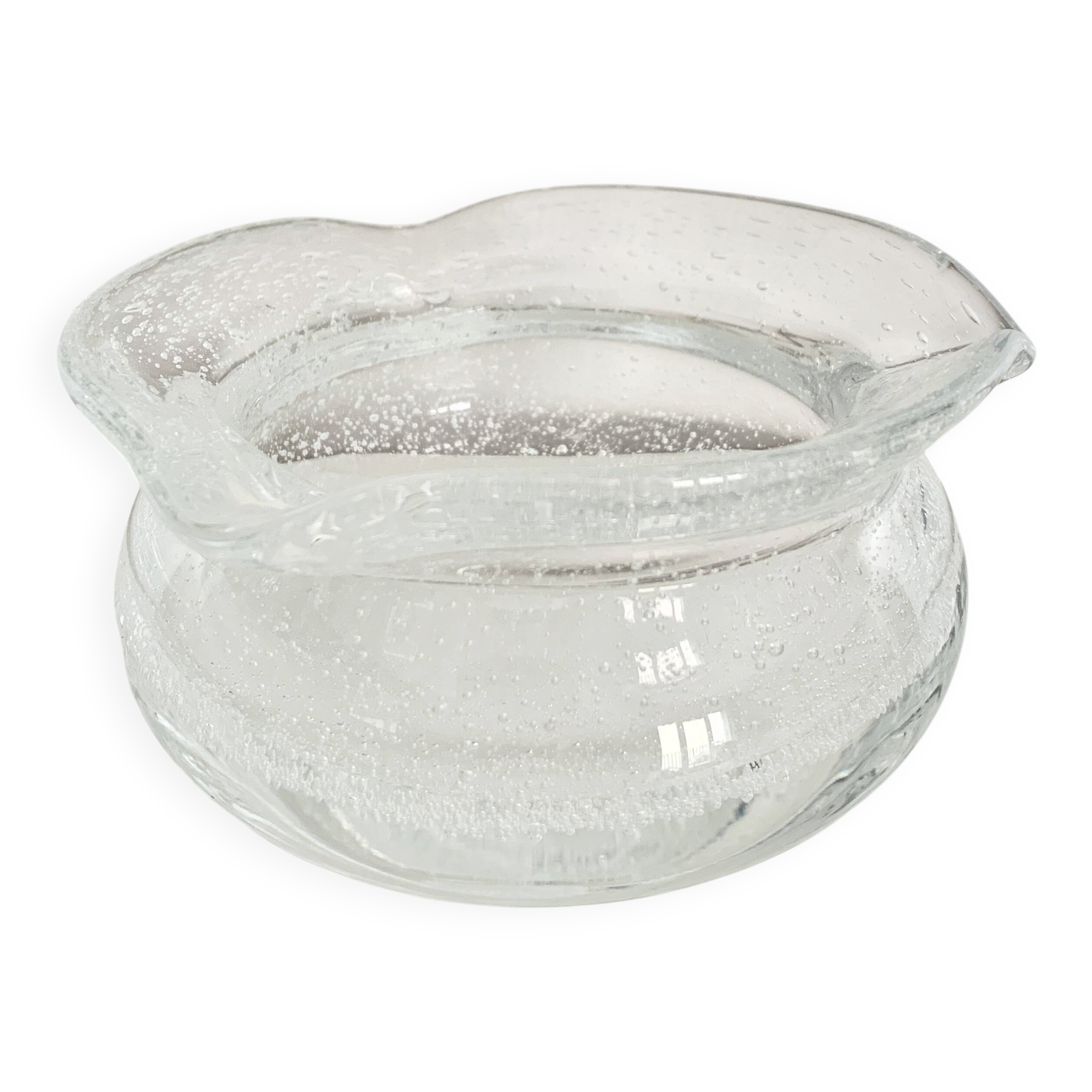 Cendrier en verre soufflé bullé transparent