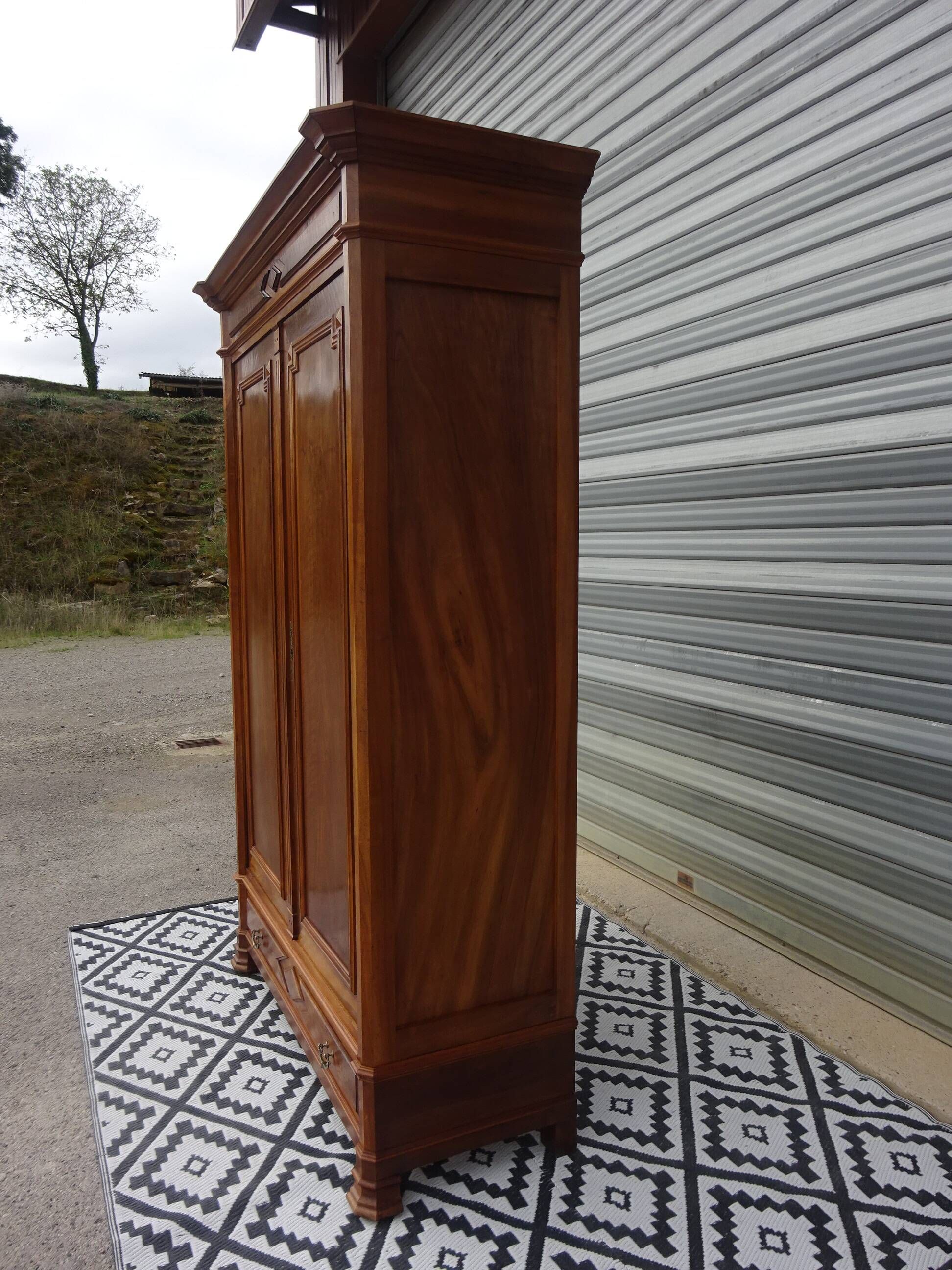 Large antique wardrobe in solid walnut