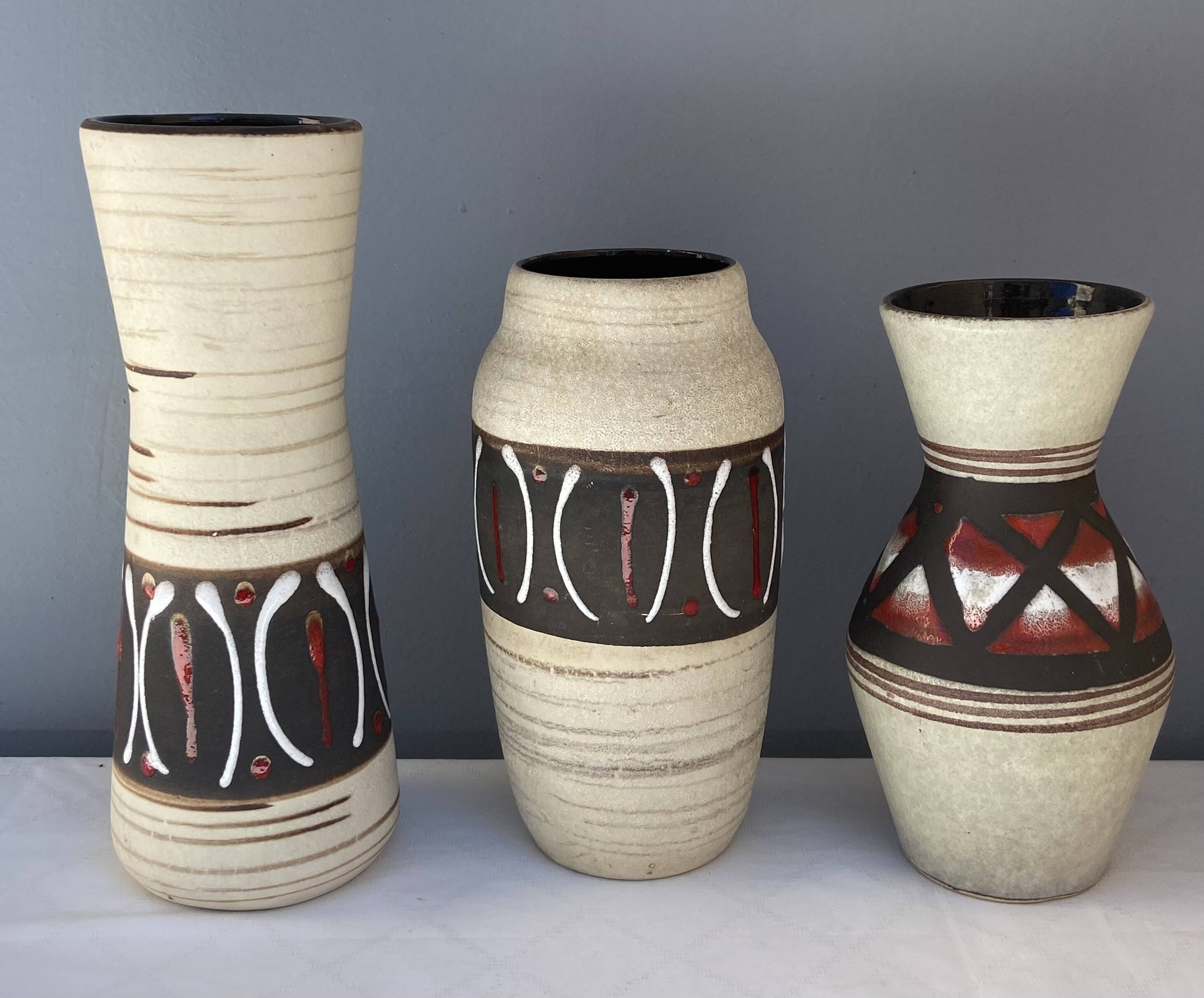 Three West German ceramic vases
