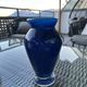 Cobalt blue glass vase, signed, glass art piece.