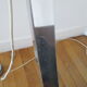 Lampadaire arc Guzzini alu chrome travertin