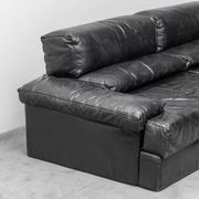 Divano modulare in pelle nera cinova anni ’70 modernariato