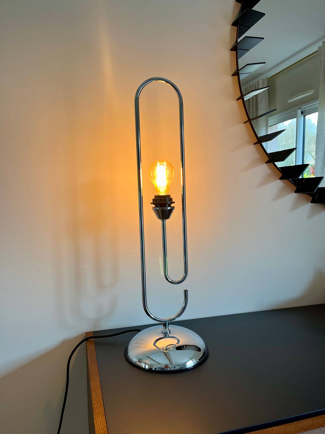 Space Age table lamp chrome steel VINTAGE 70