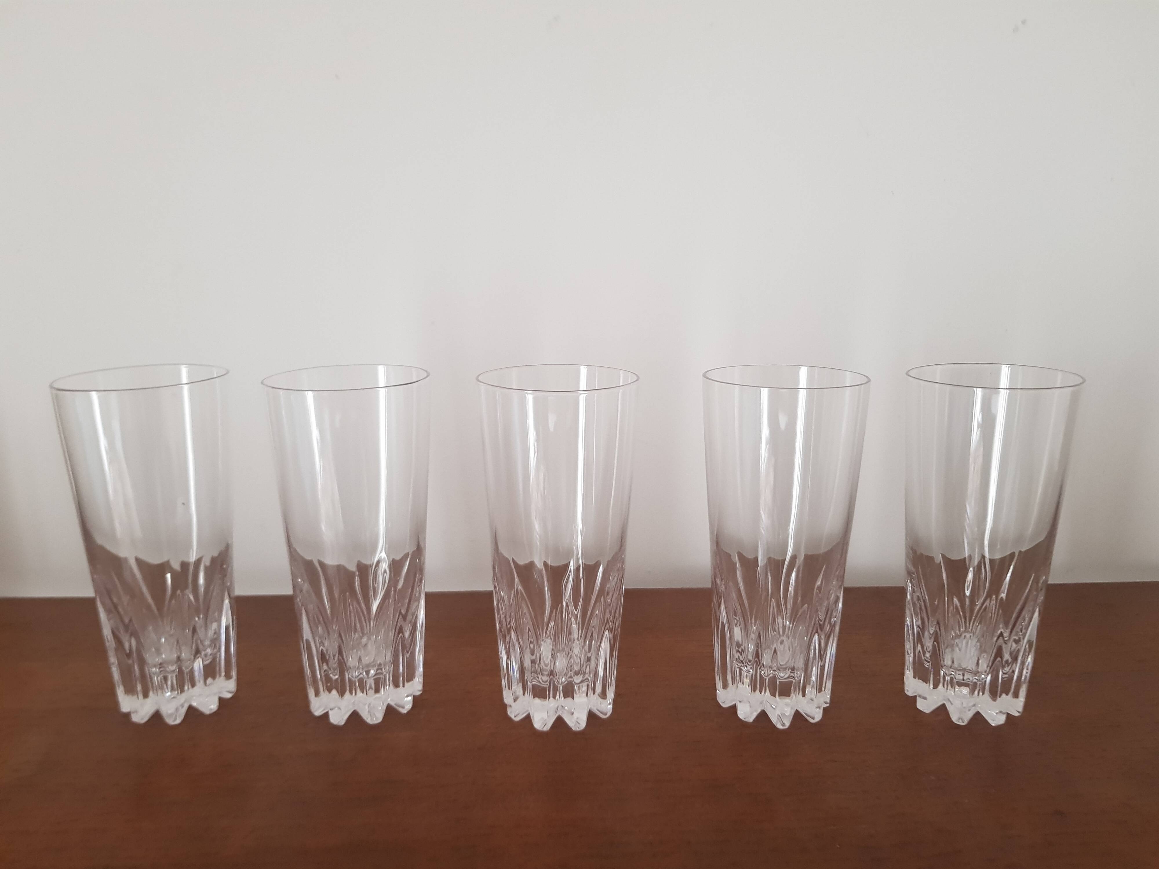 Set of 5 crystal orangeade glasses