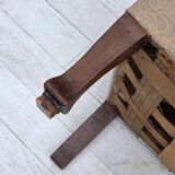 Canapé-lit danois des années 1950, laine d'ameublement rouge/beige, pieds en bois de frêne.