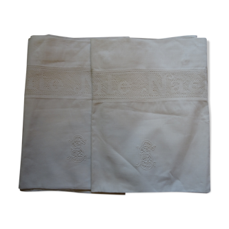 Pair of embroidered pillowcases