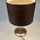 Vintage Table Lamp, Chromed Base and Leather Shade. 1970's