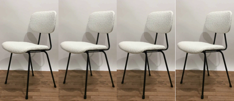 Set of 4 Kembo chairs reupholstered loop