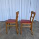 Vintage Wooden Dining Chair: Red Leather Seat, Mid-Century Modern