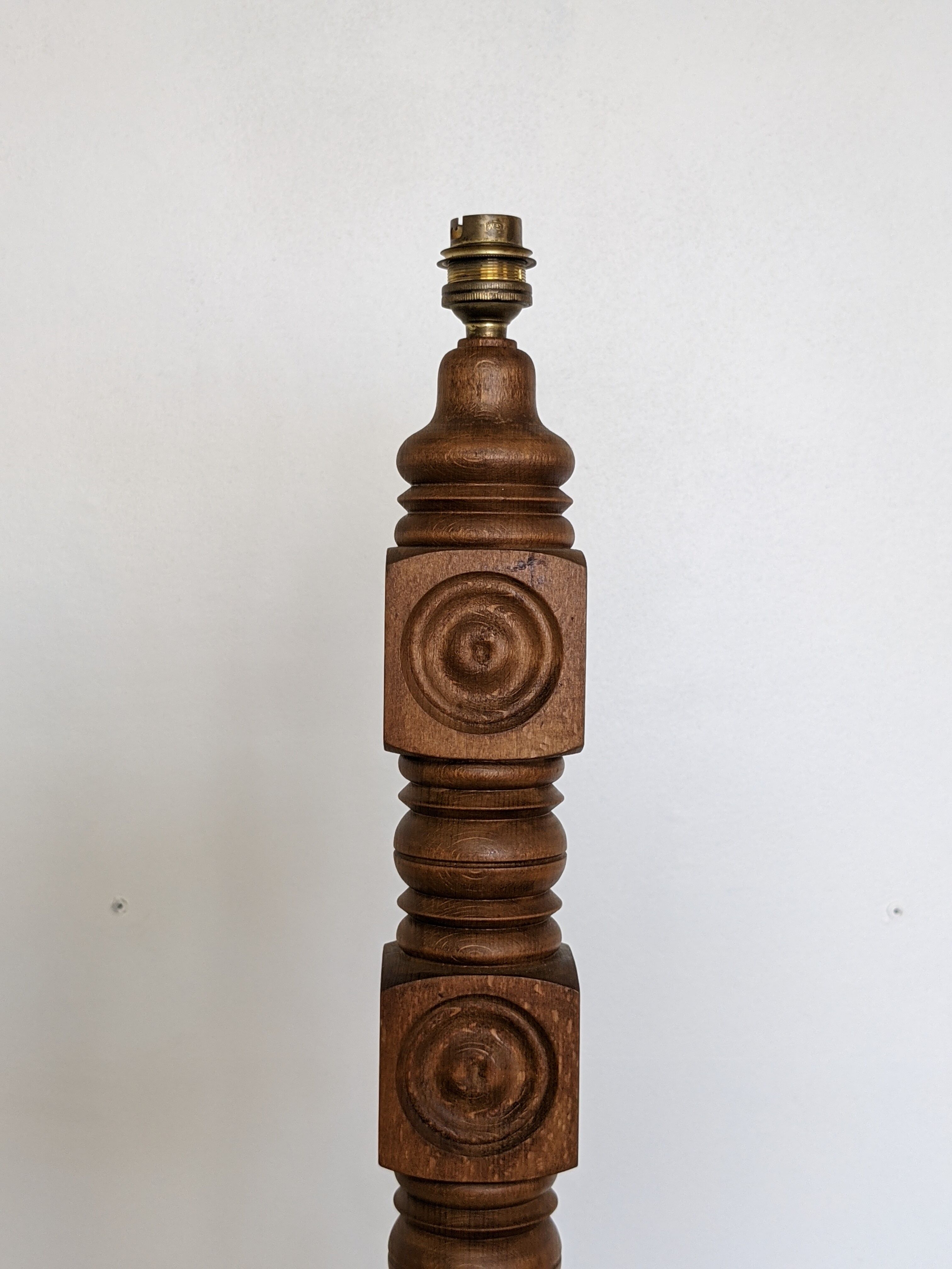 Neo-Basque floor lamp in turned wood - 50s