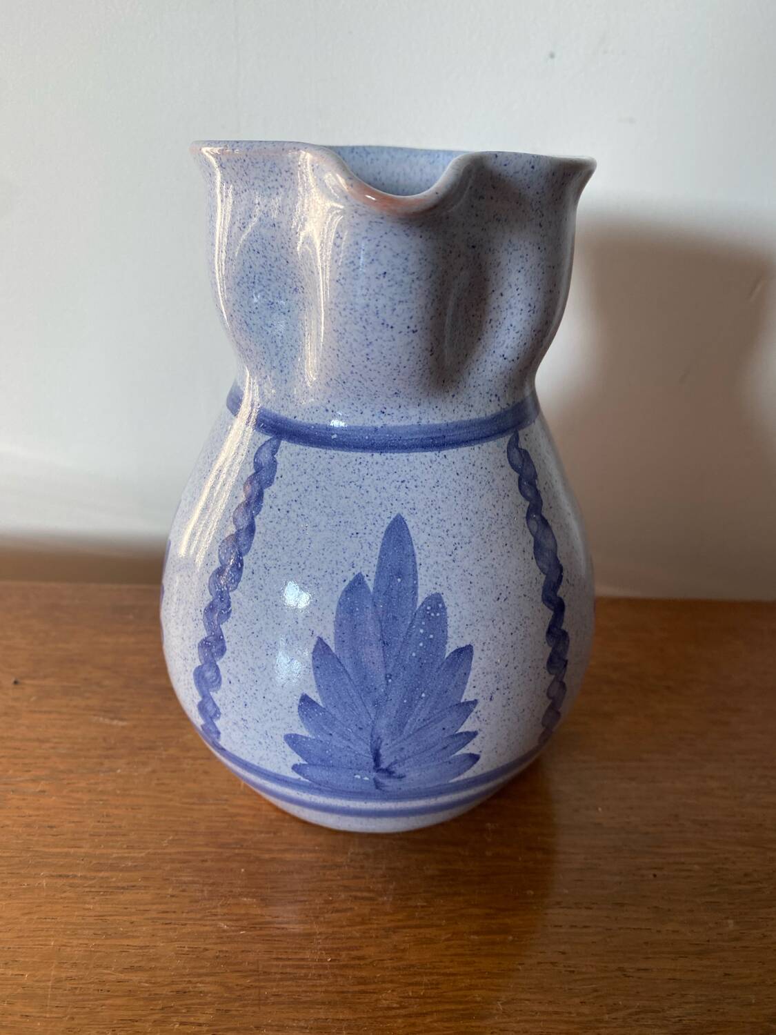 Antique blue glazed terracotta pitcher gaubert vintage kitchen