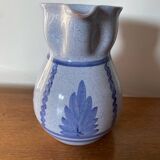 Ancien pichet terre cuite émaillée bleu gaubert cuisine vintage