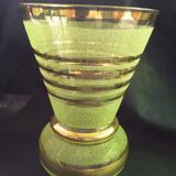 Two vintage green vases in glass and granite effect 50s