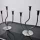 Pair of art deco candlesticks in stainless steel 3 flames, Spain, 1970