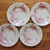 4 plates in iron earth opaque poppies, from Gien
