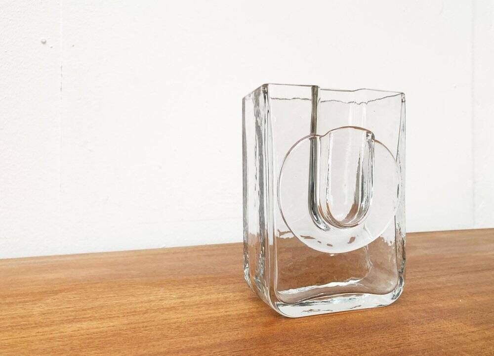Postmodern glass block vase by Rosenthal, 1980s.