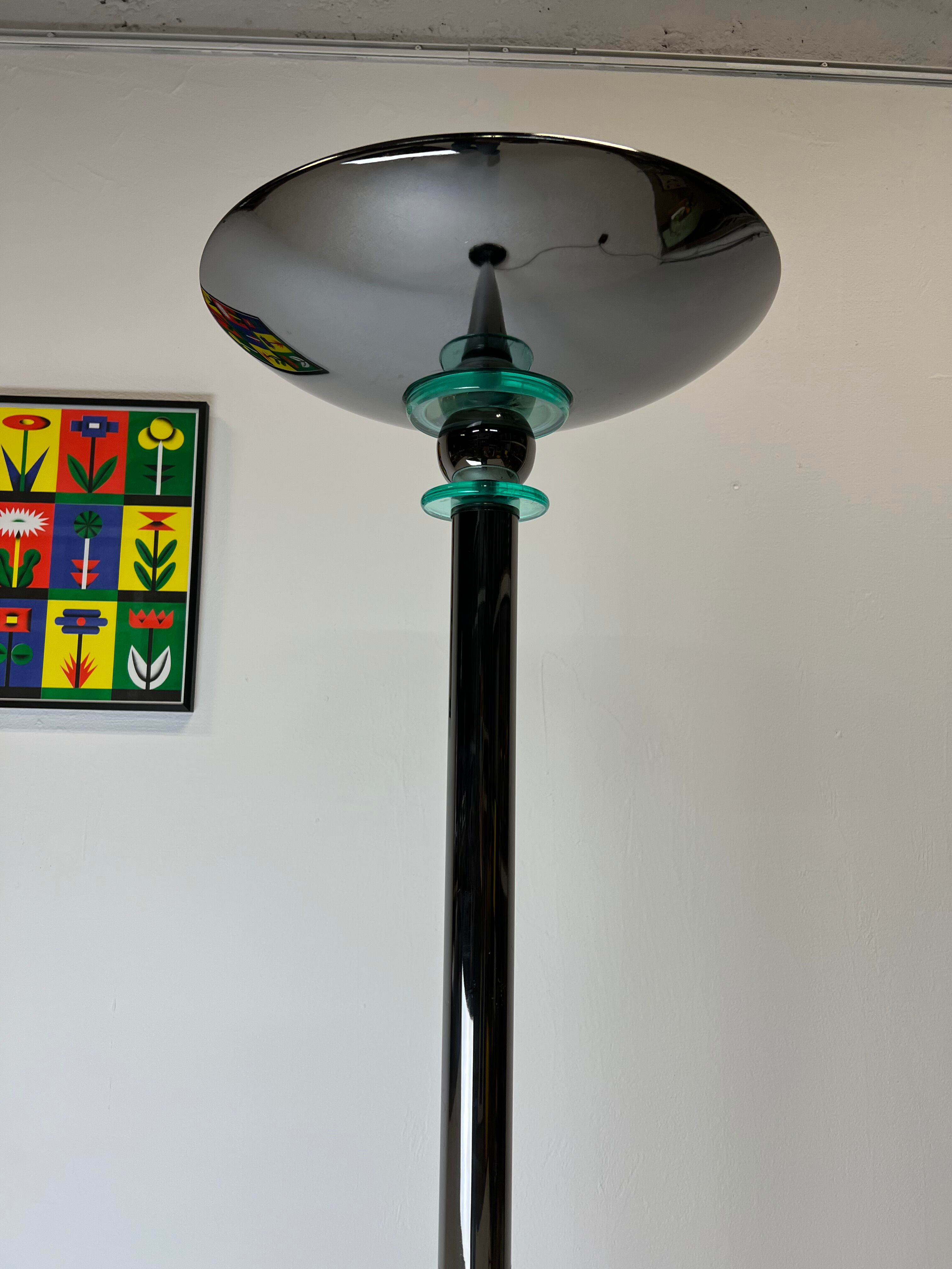 Floor lamp, 80s silver metal