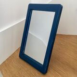 Miroir à mains années 80 cadre bleu marine 22x15cm