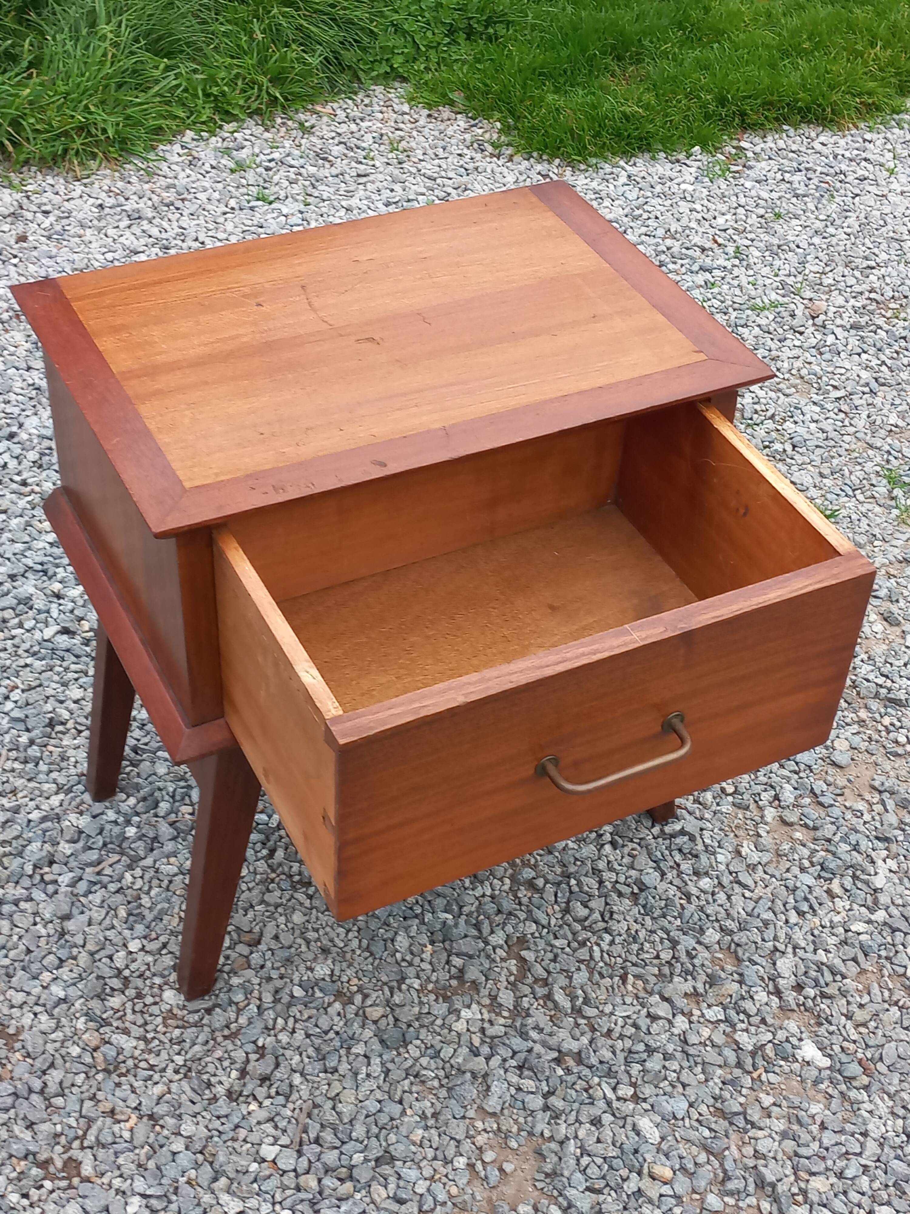 Vintage bedside table with compass legs from the 50s