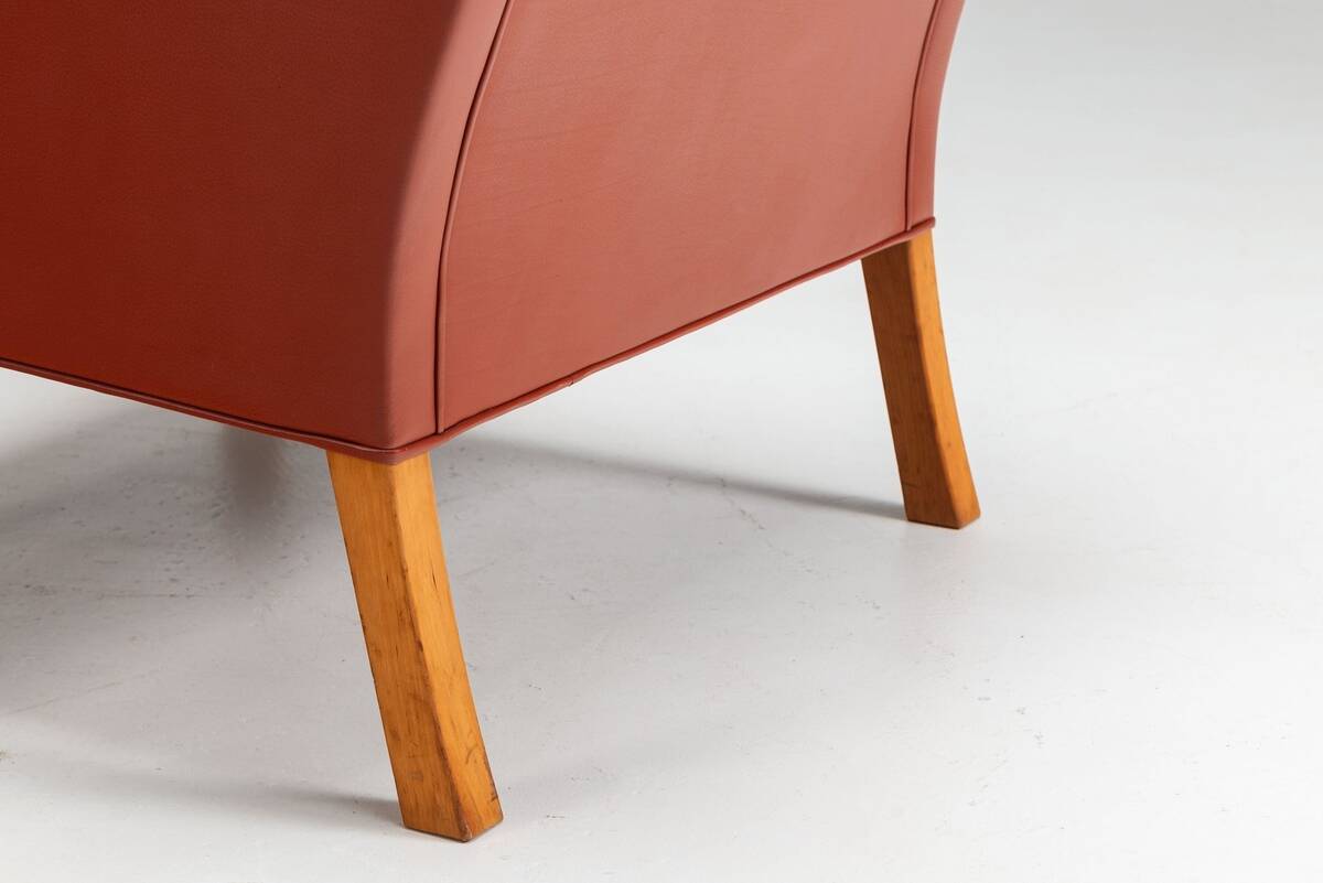 Borge Mogensen cognac leather lounge chairs Fredericia Stolefabrik Denmark 1963