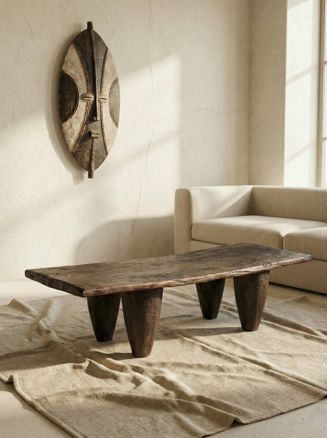 Sculptural bench in solid wood · Unique piece Range: ANCRAGE — Mobili