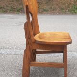 Brutalist chairs in solid oak mountain chalet decor