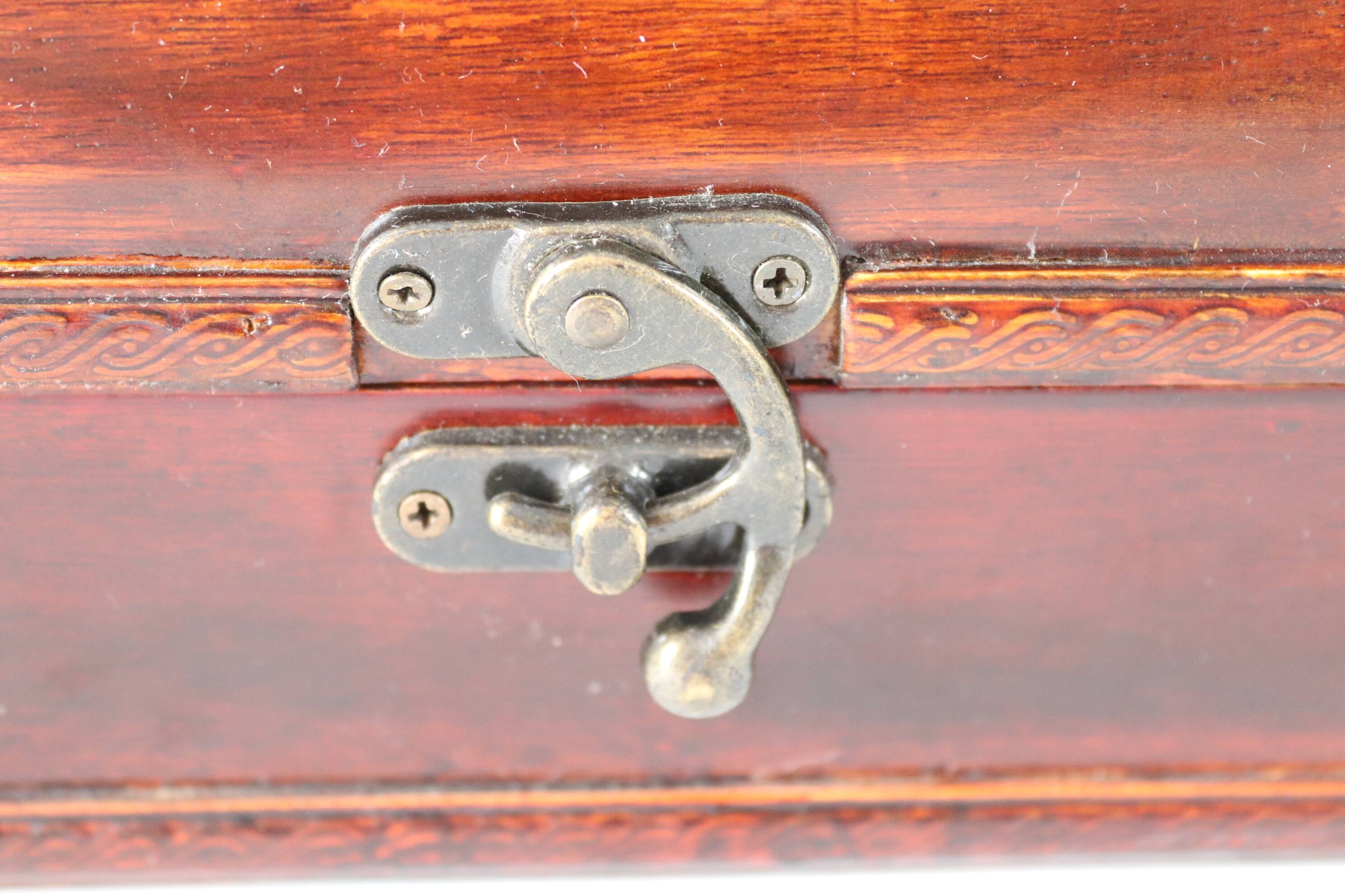 small wooden and brass trunk