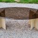 70s travertine and smoked glass designer coffee table