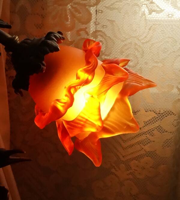 Pair of amber-colored glass paste tulips - several pairs available