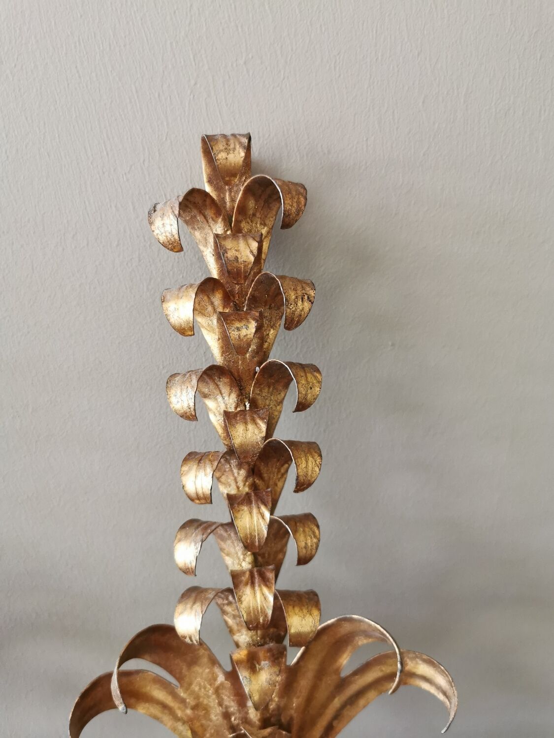 Pair of vintage 70s wall lights in gold metal