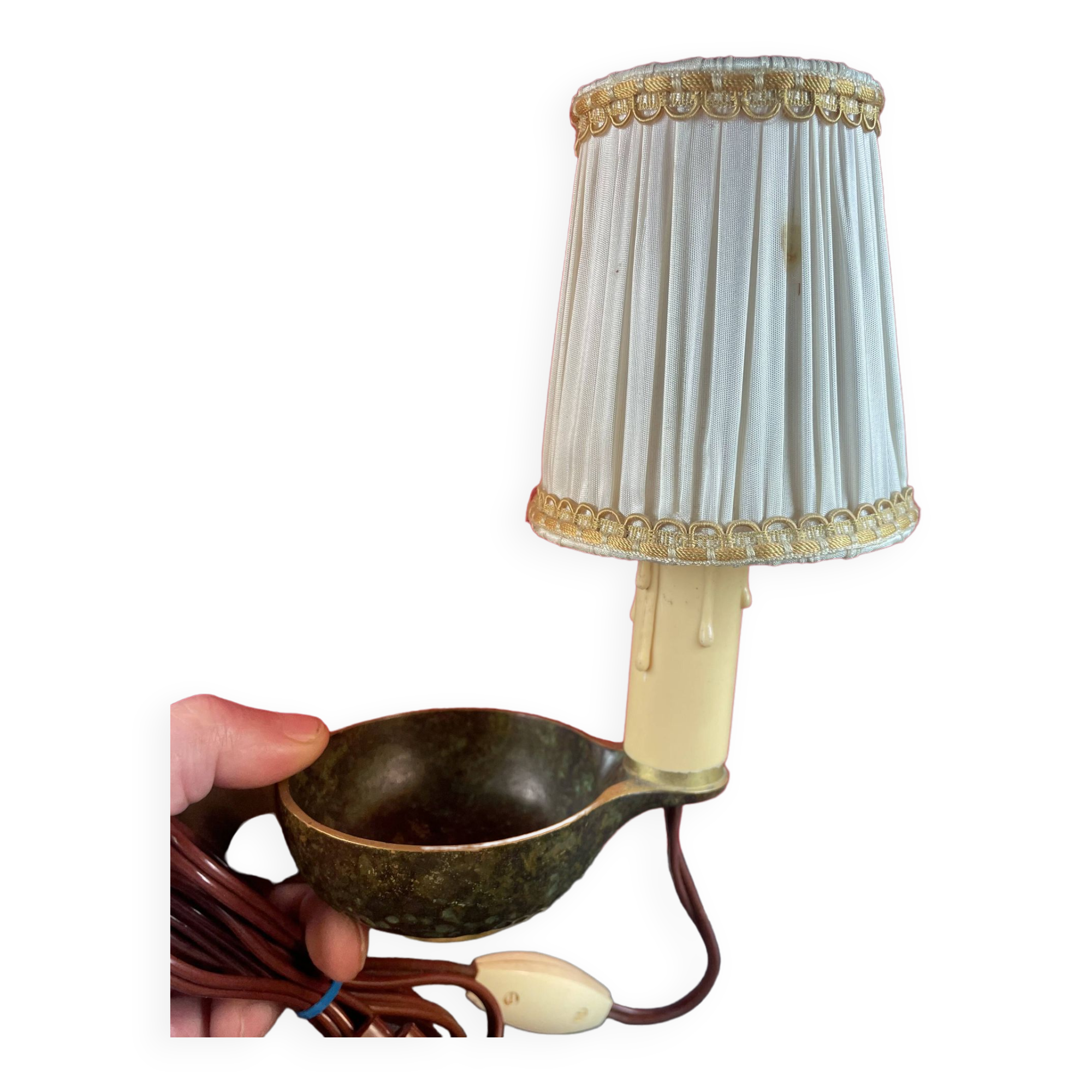 Old bronze candle holder lamp
