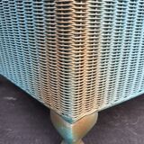 Lloyd loom blue and gold English art deco bench box