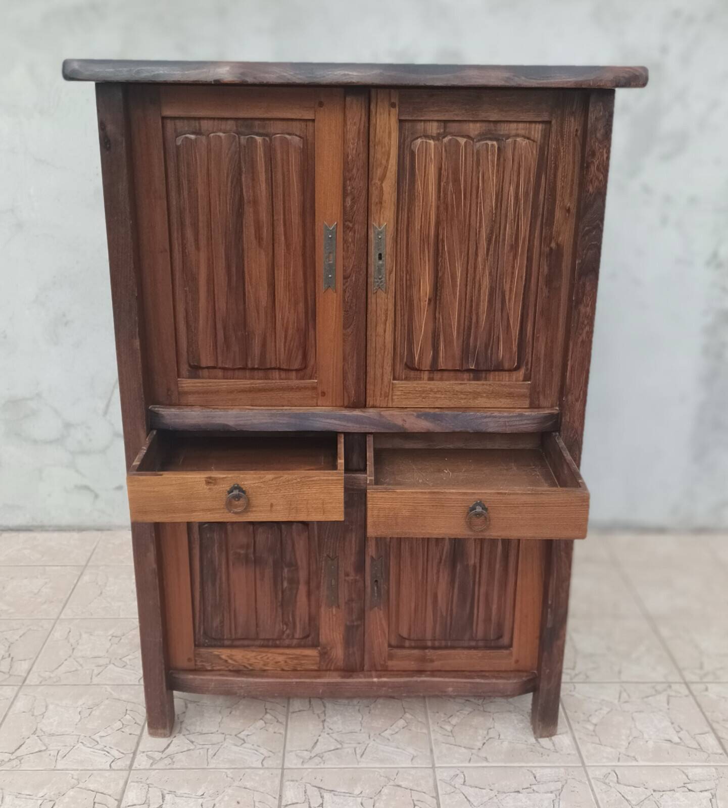 Aranjou sideboard in solid elm in the style of Olavi Hänninen 1960s