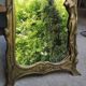 Brass table mirror, art nouveau, lady figurine/foliage, wheat ears