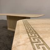 Set of 3 vintage travertine coffee table and side tables, 1980s