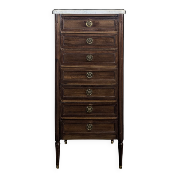 Semainier de style Louis XVI en acajou et marbre de carrare