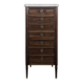 Louis XVI style chest of drawers in mahogany and Carrara marble