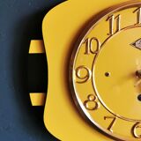 Vintage formica clock rectangular silent wall clock "Lora yellow black"