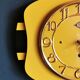 Vintage formica clock rectangular silent wall clock "Lora yellow black"