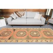 Couloir vintage turc Oushak fait main en laine et coton orange 101x295