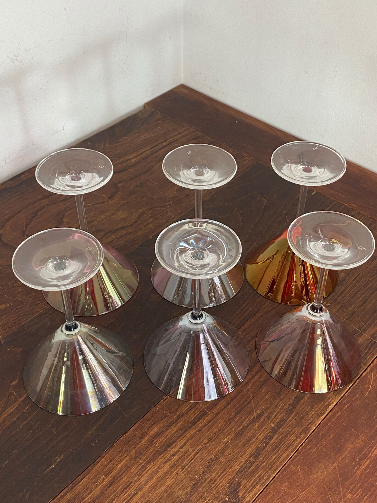 Cocktail glasses in glass