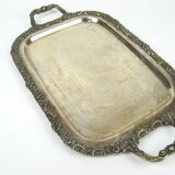 Plate with handle in silver metal