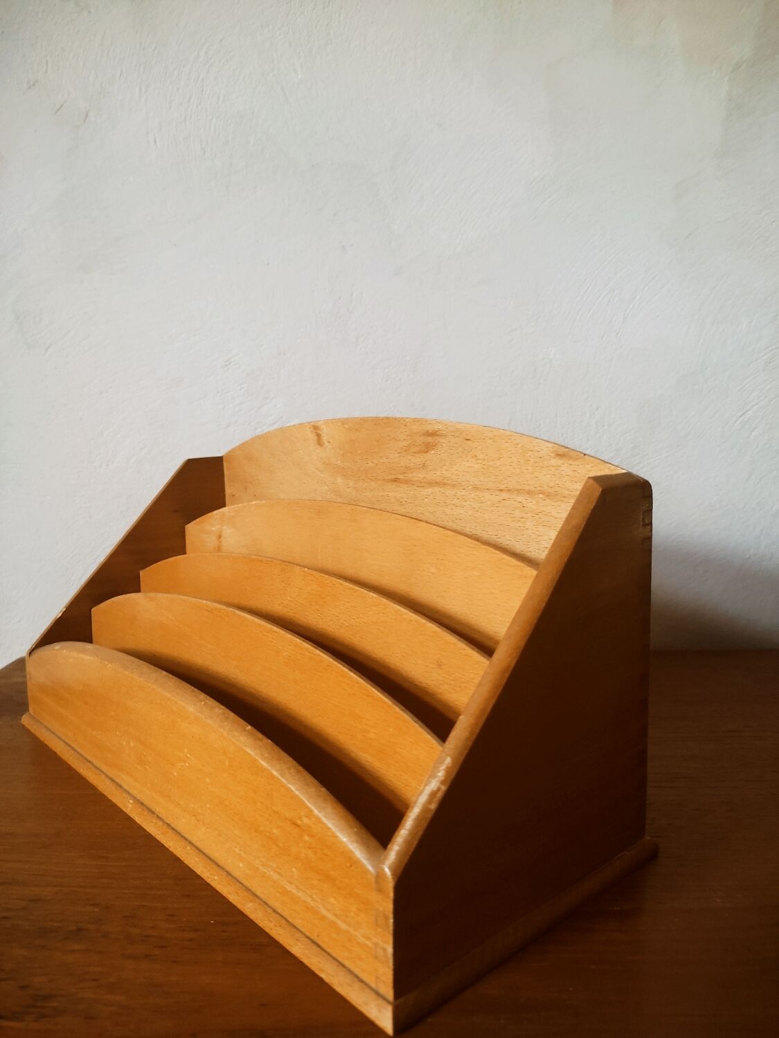 Honey wooden mail rack