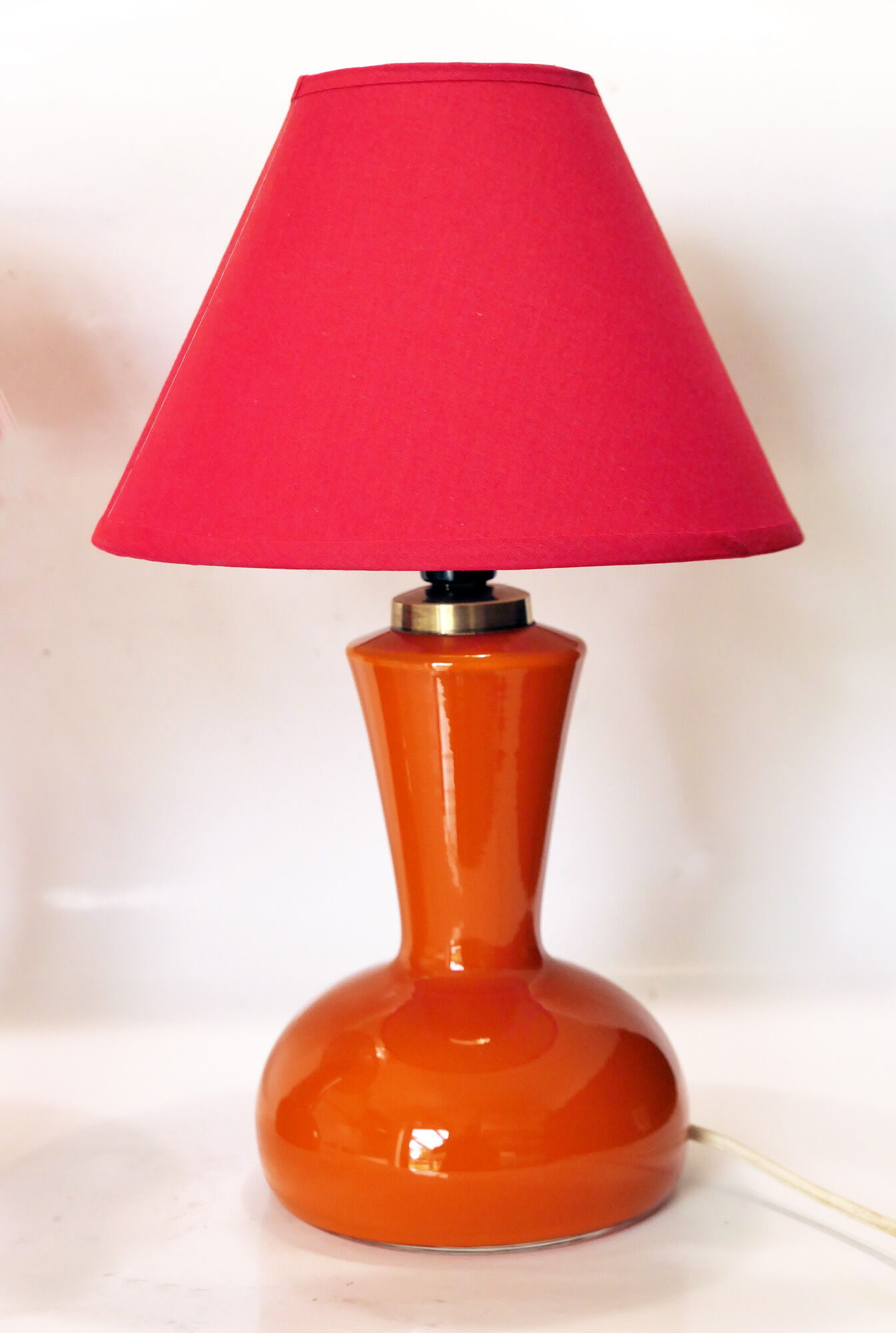 Paire de lampes de table verre orange 1960's