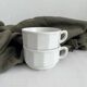 2 white porcelain cups Apilco vintage Parisian bistro