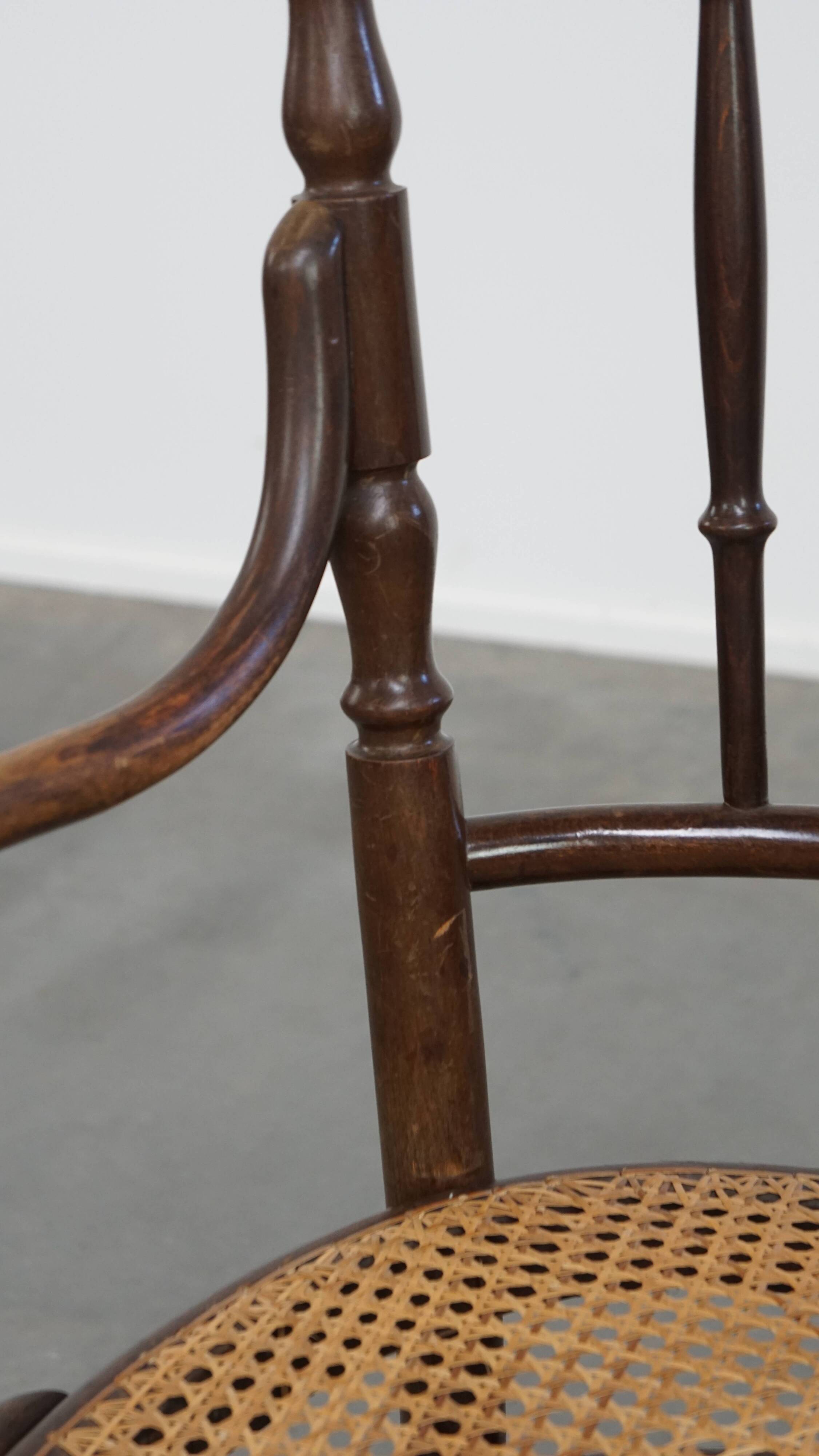 Original vintage Thonet bistro design chair with armrests