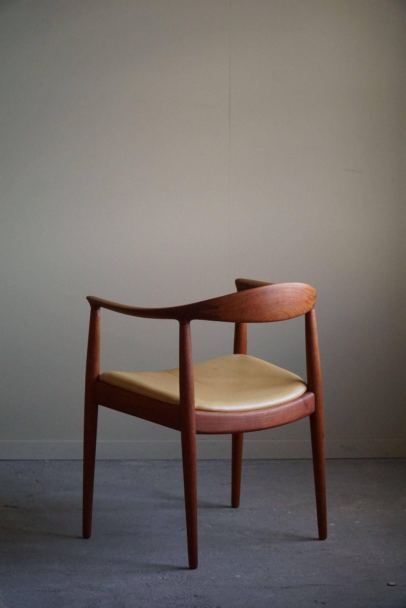 Hans J. Wegner, Teak and leather armchair, model "The Chair" JH501, 1950s