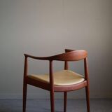 Hans J. Wegner, Teak and leather armchair, model "The Chair" JH501, 1950s