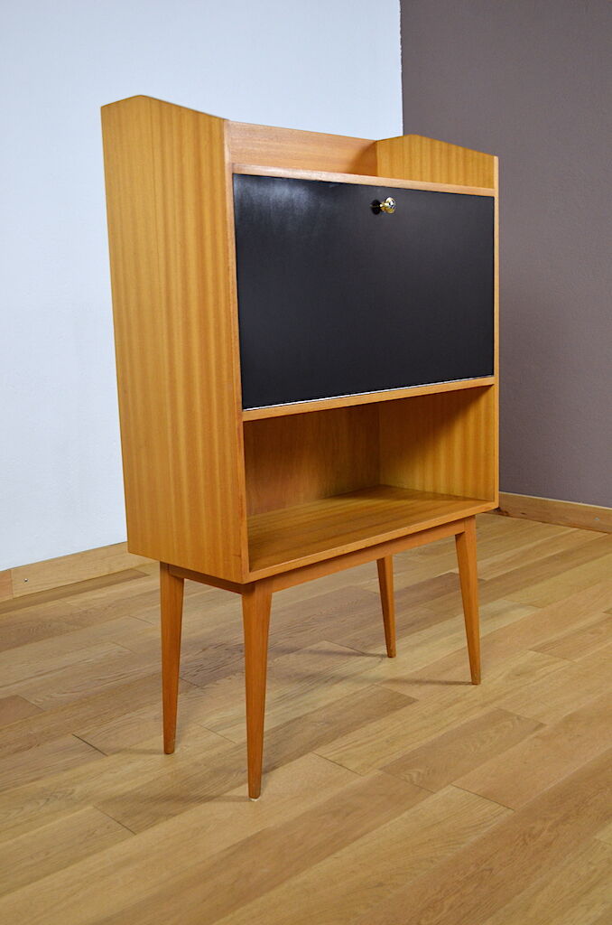 Blond & feet compass 1960 mahogany Vintage Secretary